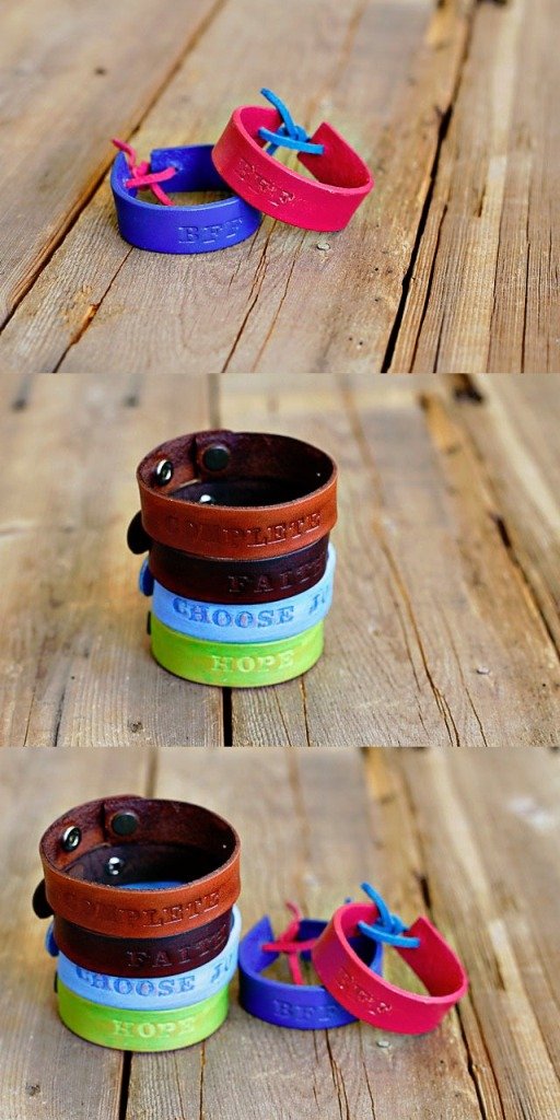 DIY Hand Stamped Leather Bracelets