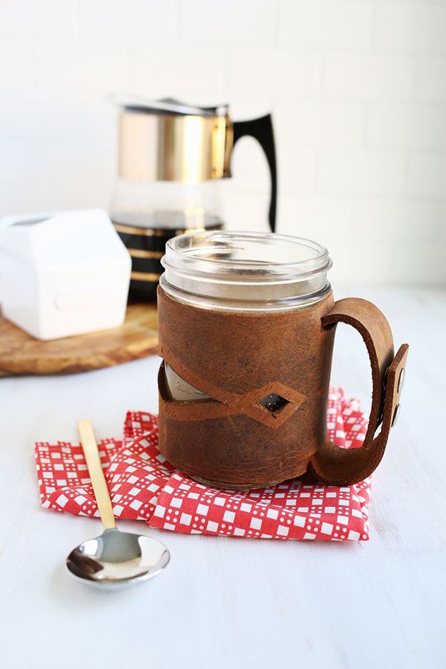 DIY Leather Mason Jar Holder