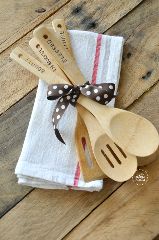 DIY Handstamped Wooden Utensils