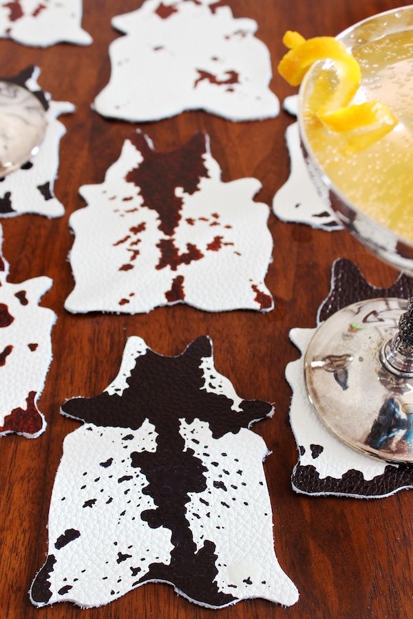DIY Cowhide Coasters