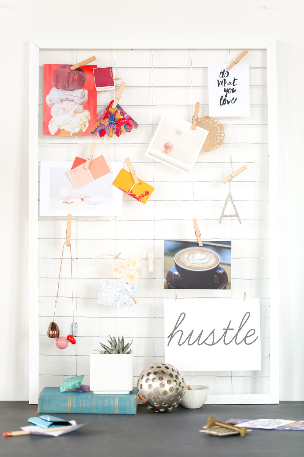 DIY Framed Wire Grid Organizer