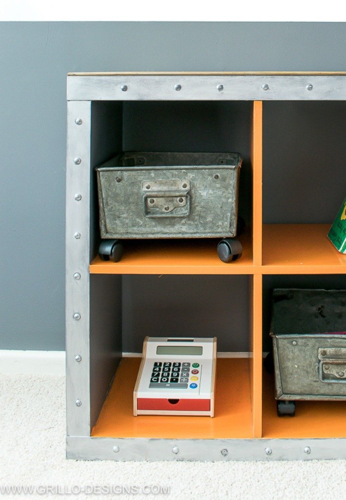 DIY Industrial Storage For A Boys Bedroom