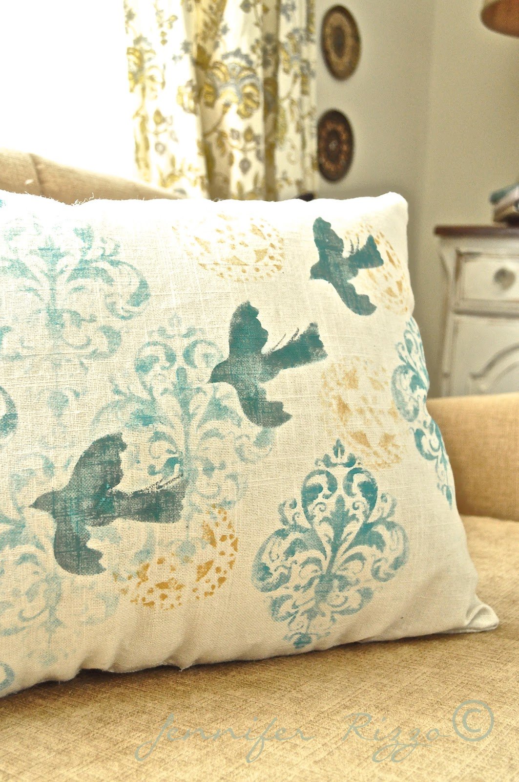 Stenciled Linen Pillows