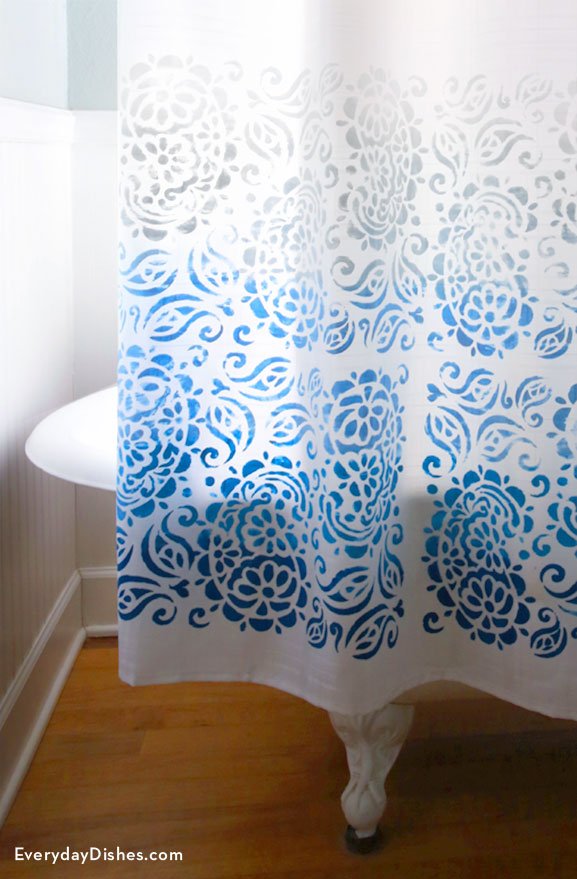DIY Stenciled Paisley Shower Curtain