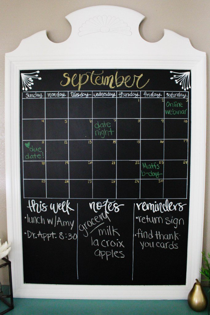 Thrift Store Mirror To Chalkboard Calendar