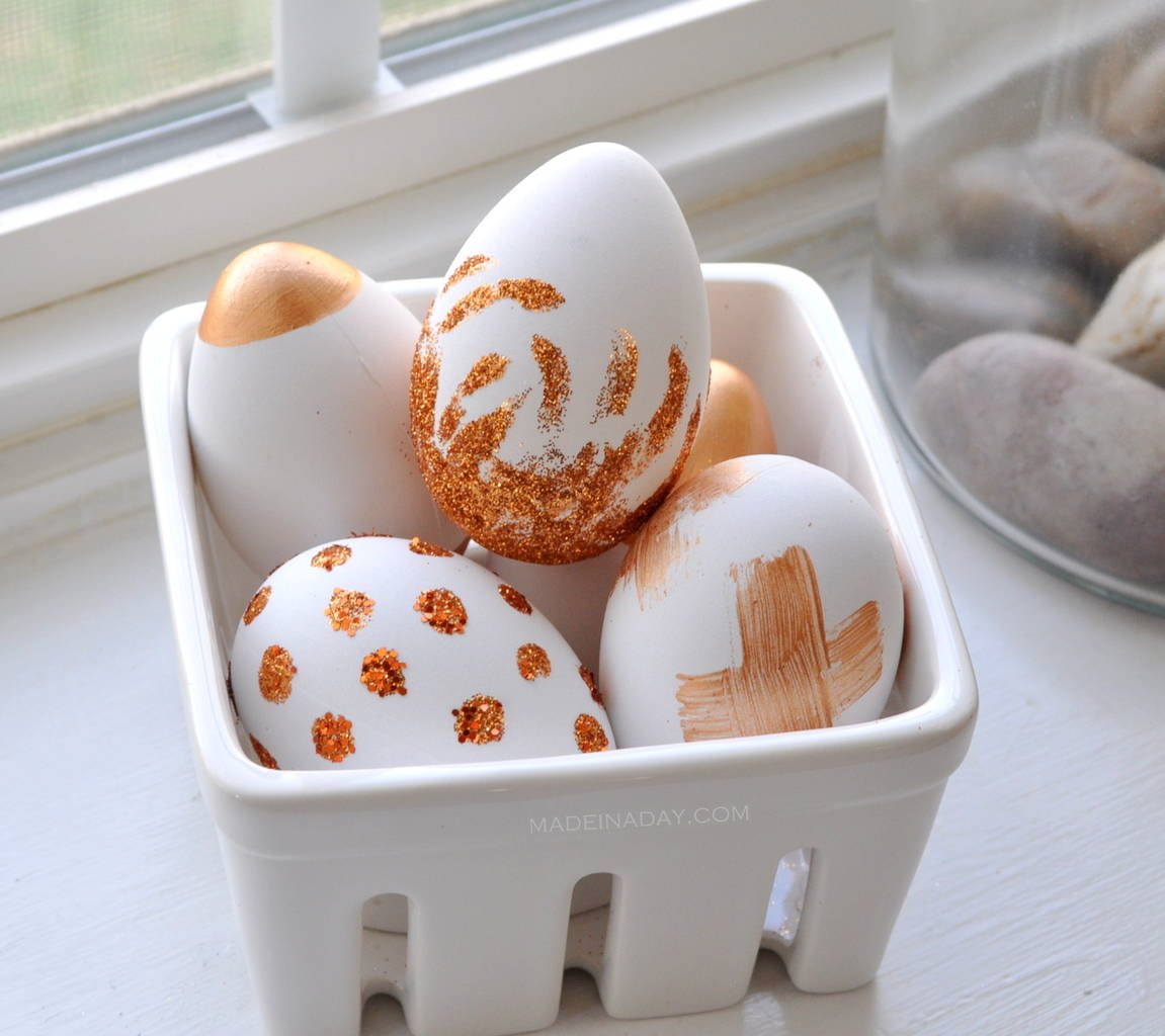 Copper Glitter Painted Easter Eggs