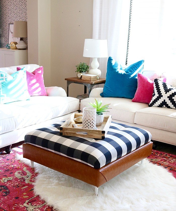DIY Buffalo Check Ottoman