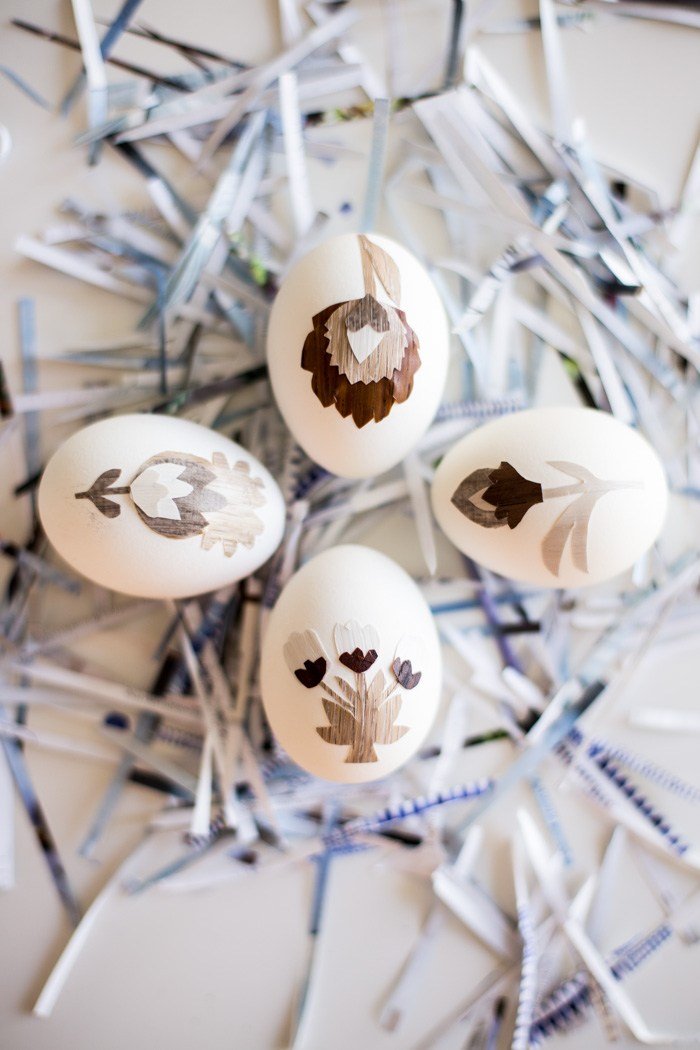 Wood Grain Folk Flower Easter Eggs