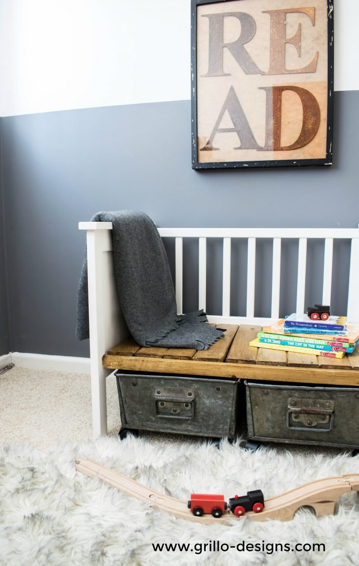 DIY Crib Turned Kids Bench