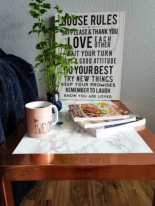 Marble and Copper DIY Refinished Table