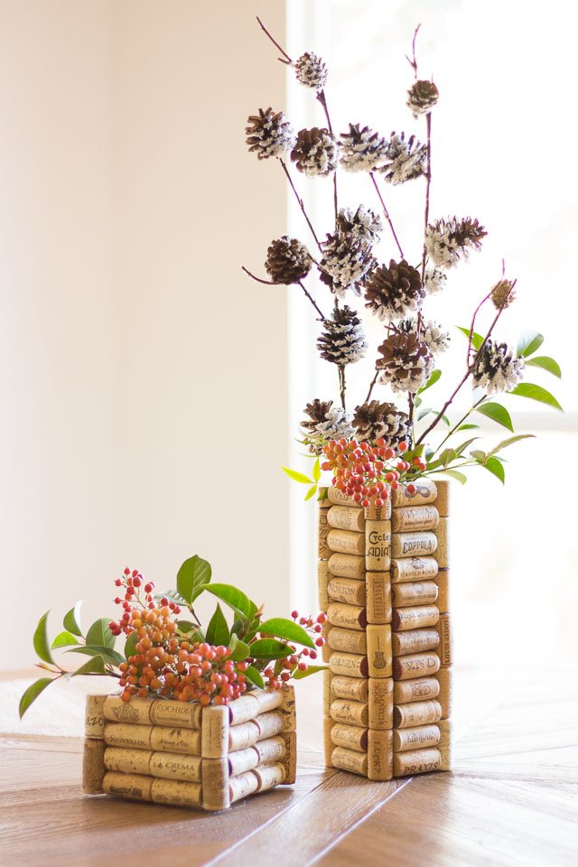 DIY Wine Cork Vases