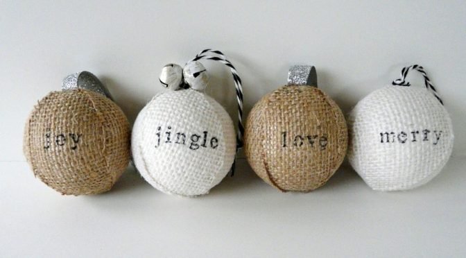 Stamped Burlap Ornaments