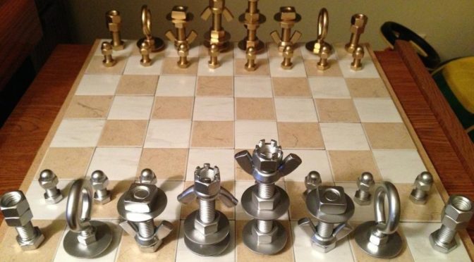 Chess Set Using Just Nuts & Bolts