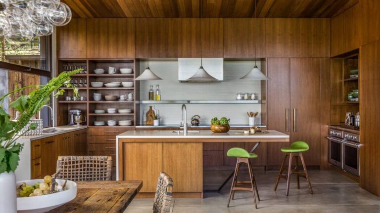 New Green Living With Natural Wood Kitchen Cabinets